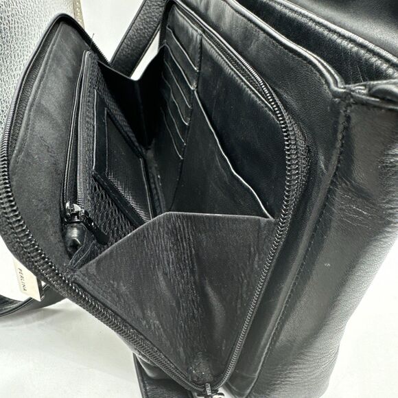 Perlina Black Leather Crossbody Bag with Over Flap Close - Picture 12 of 12